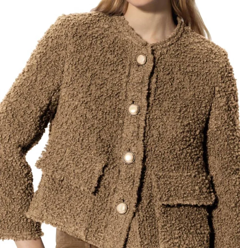 Boucle Wool Jacket In Miso Refined Women's Velvet