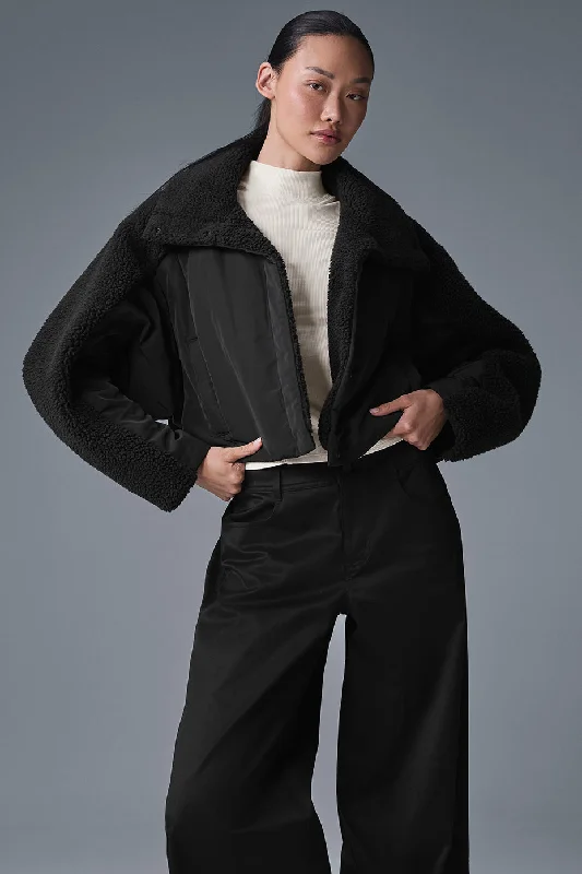 Sherpa Cozy Escape Puffer - Black/Black Relaxed Women's 