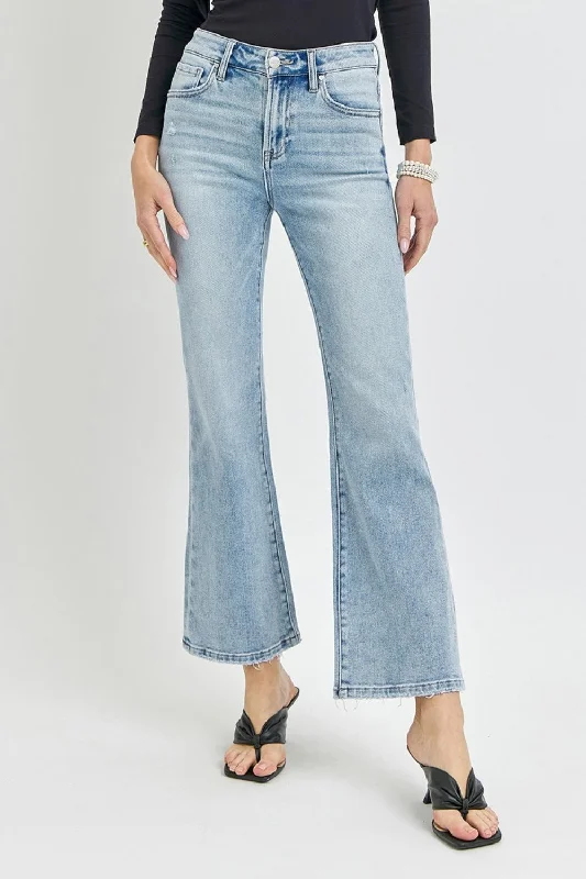 RISEN Full Size High Rise Ankle Flare Jeans Sharp Women's Italian