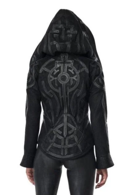 NASRANI WOMEN'S HOODED WOOL JACKET Artistic Women's Hand - painted