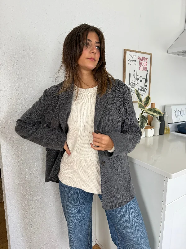 Kerry Oversized Herringbone Blazer (Grey) Luxurious Women's High -  end