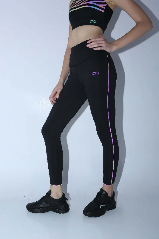 Streak Reflective Leggings Black Monochromatic Office Style