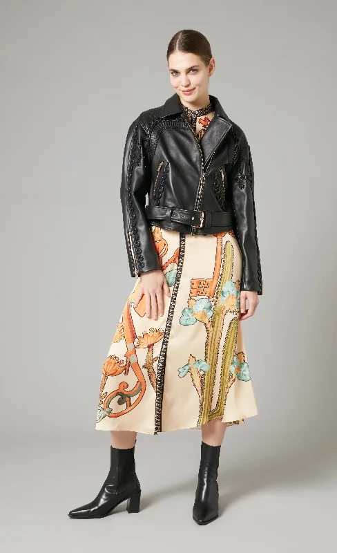 Texas Leather Braided Jacket - Black Women