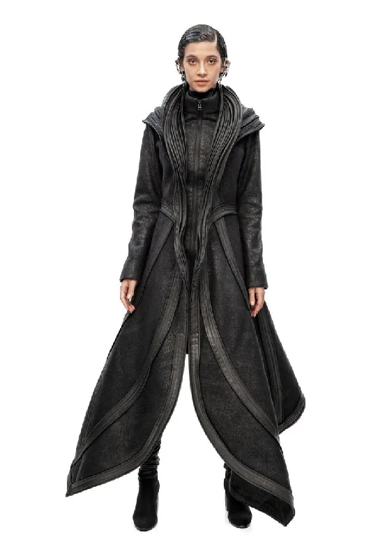QUAN YIN LONG COAT Cool Women's Distressed