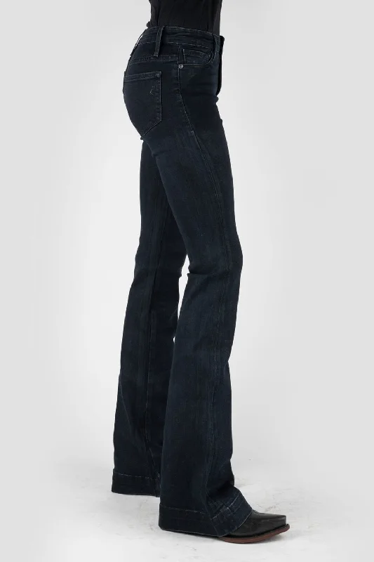 Stetson Womens 921 High Waist Plain Black Cotton Blend Jeans British Gentlewoman Style
