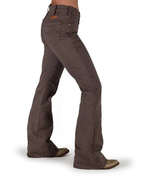 Cowgirl Tuff Womens Natural Waist Chocolate Cotton Blend Jeans Rugged Women's Outdoor 
