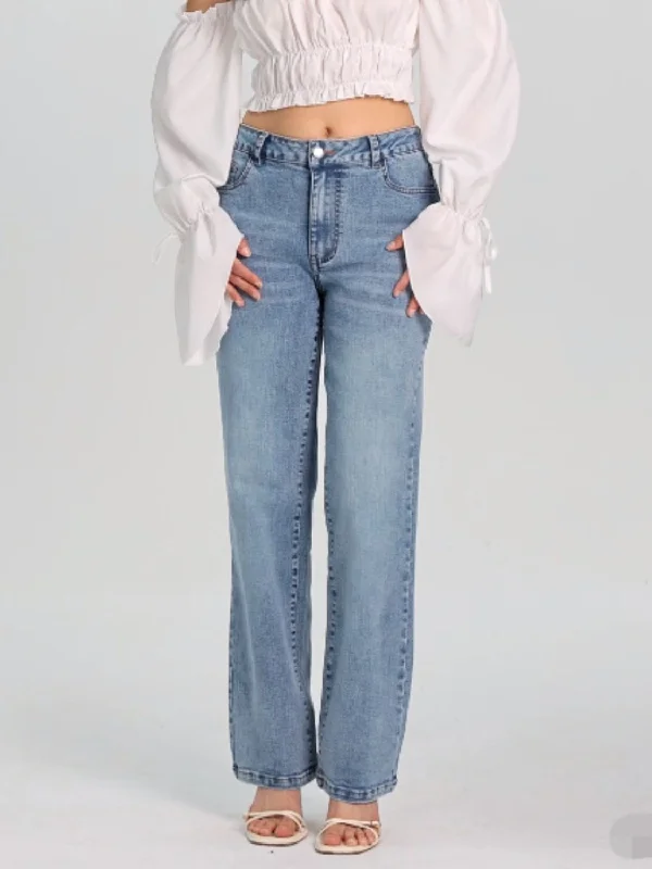 Straight Jeans with Pockets Unique Women's Upcycled