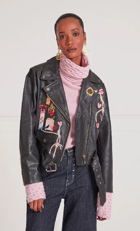 Kyoto Leather Jacket - Black Sporty Women's Athleisure 