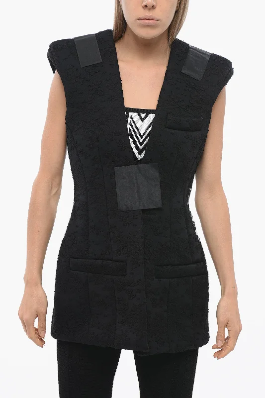 Balmain Padded Lace Vest With Velcro Closure Edgy Women's Punk