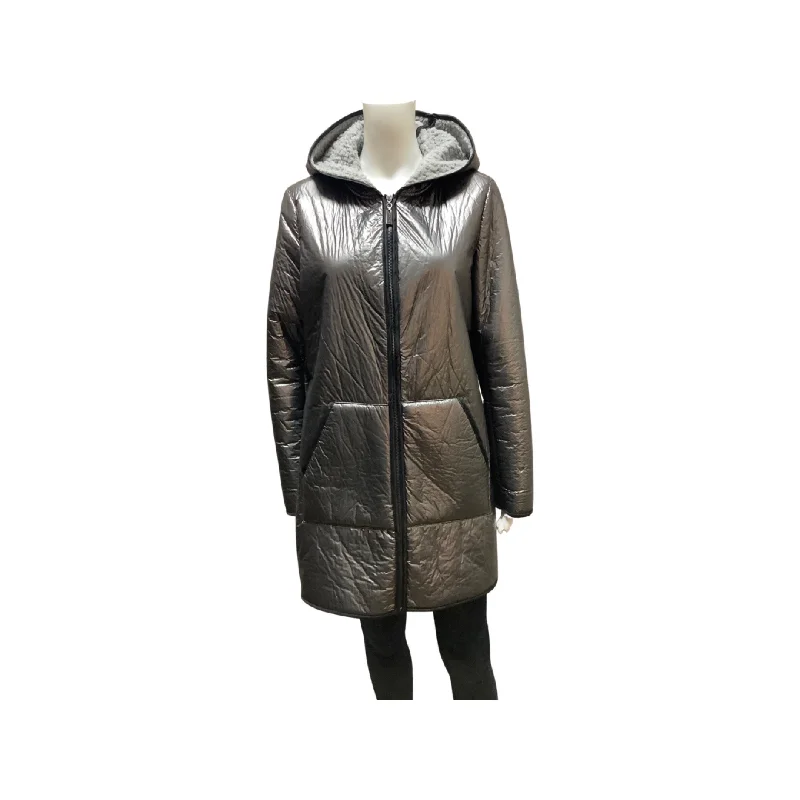 Nikki Jones Metallic Hooded Sherpa Jacket Size S/P Dynamic Women's High - energy