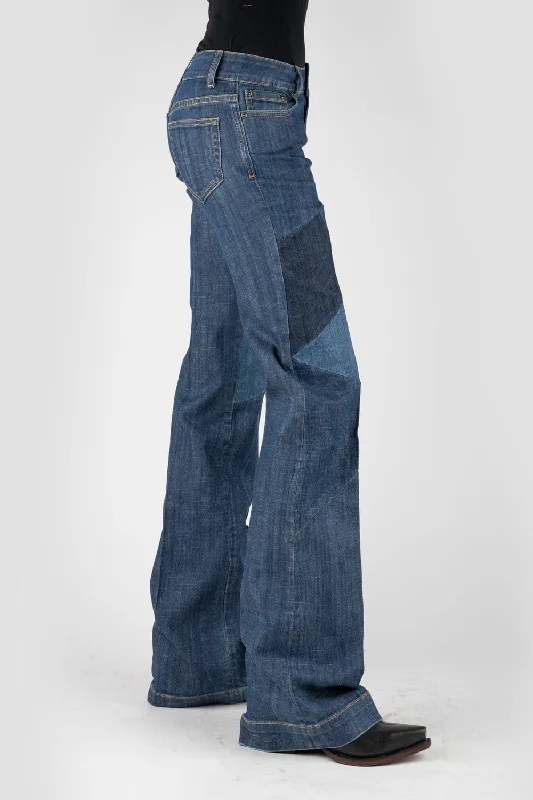 Stetson Womens 214 Trouser Patchwork Blue Cotton Blend Jeans Cool Women's Distressed