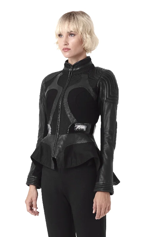 Brechia Leather Peplum Jacket Laid - back Women's Vibe