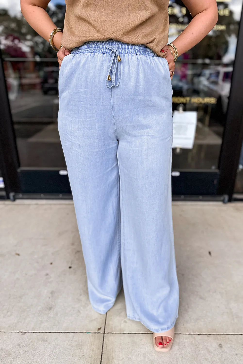 Plus Size Drawstring Wide Leg Jeans Refined Women's Velvet