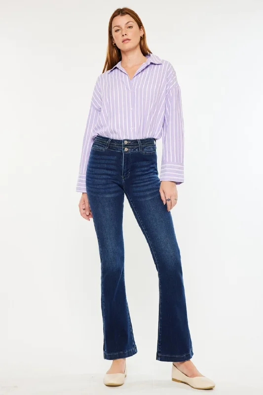 Kancan High Rise Double Waistband Flare Jeans Modern Women's 