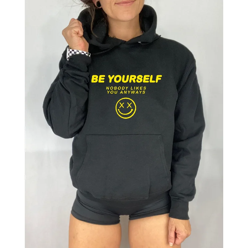 Salty Savage Unisex "BE YOURSELF" Hoodie | Black/Yellow Bohemian Women's Free