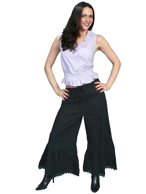 Scully RangeWear Womens Black 100% Cotton Ruffle Crochet Lace Pants Bloomers Dynamic Women's Moto