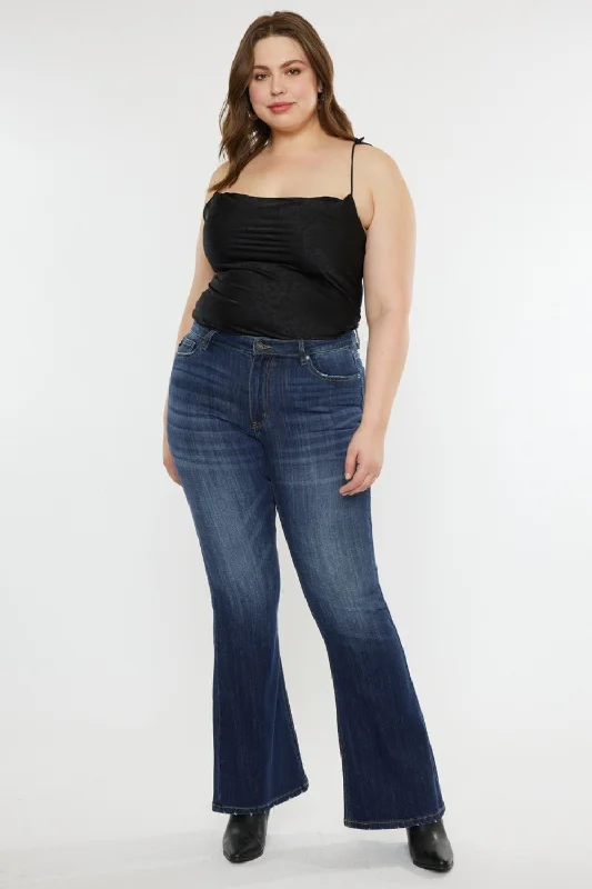 Kancan Full Size Mid Rise Slim Flare Jeans Earthy Women's 