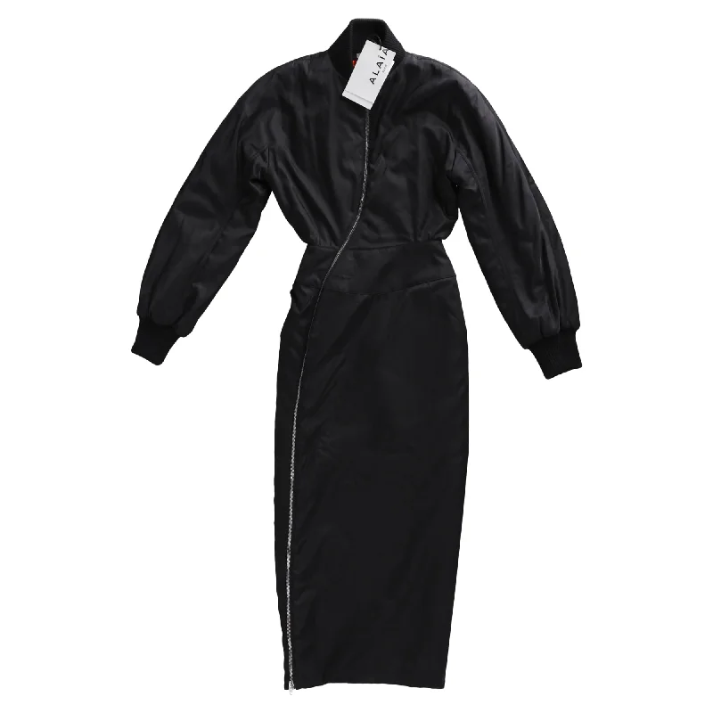 Alaia Bomber Dress in Black Polyamide Traditional Women's Wool