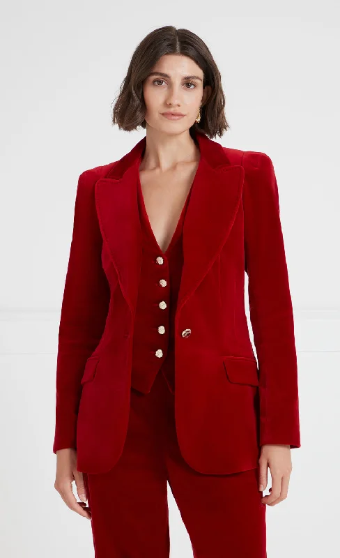 Clove Velvet Jacket - Scarlet Relaxed Women's 