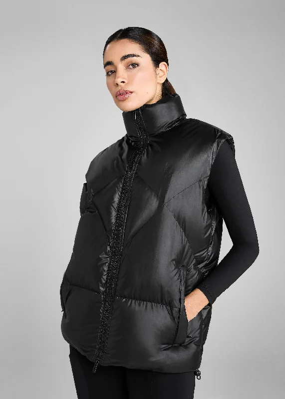 Black Heavy Quilted Gilet European