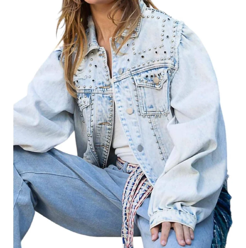 Canyon Rocker Denim Jacket In Blue Monochromatic Office Style
