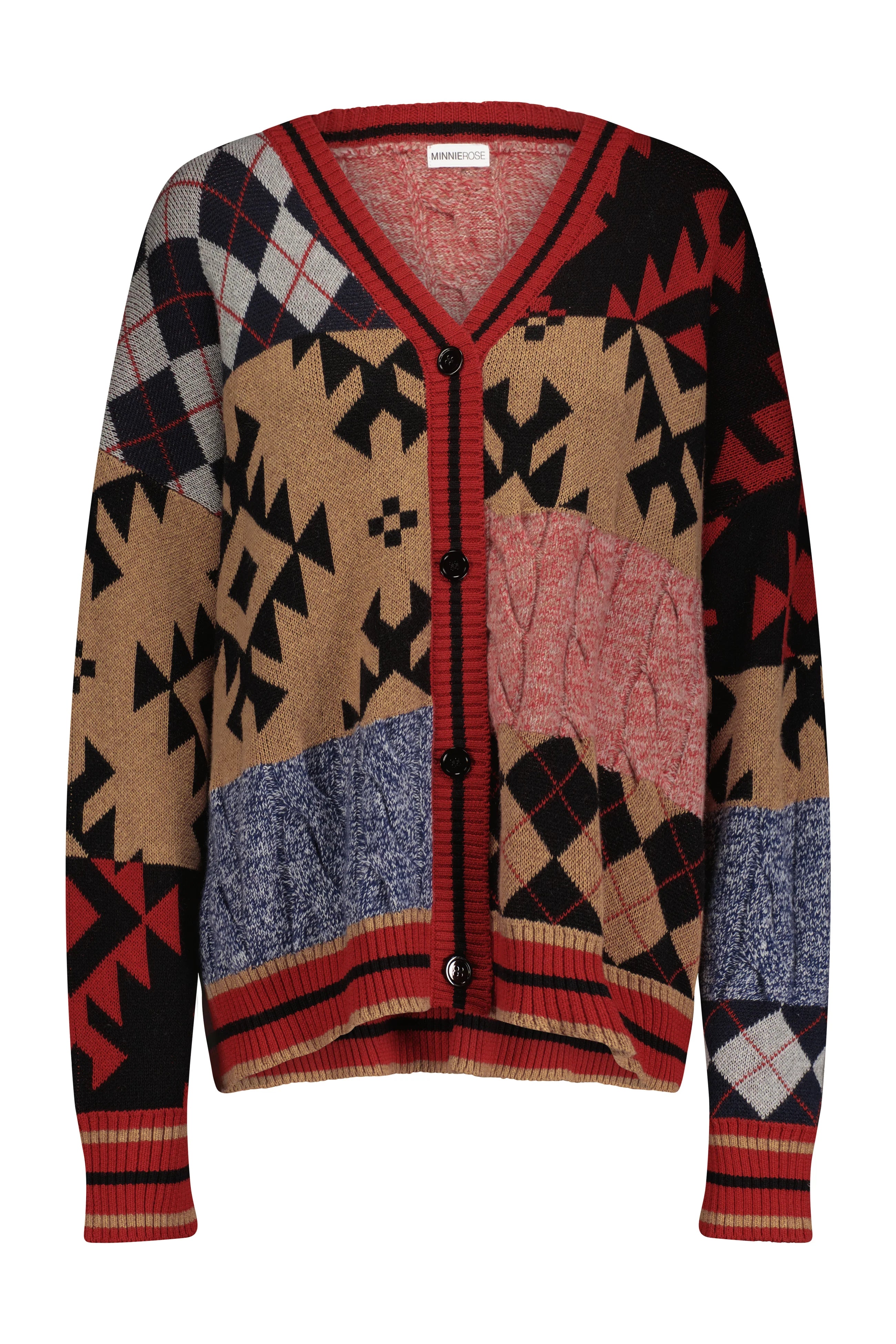 Patchwork Boxy Cardigan Multi Combo Hip Women's Urban