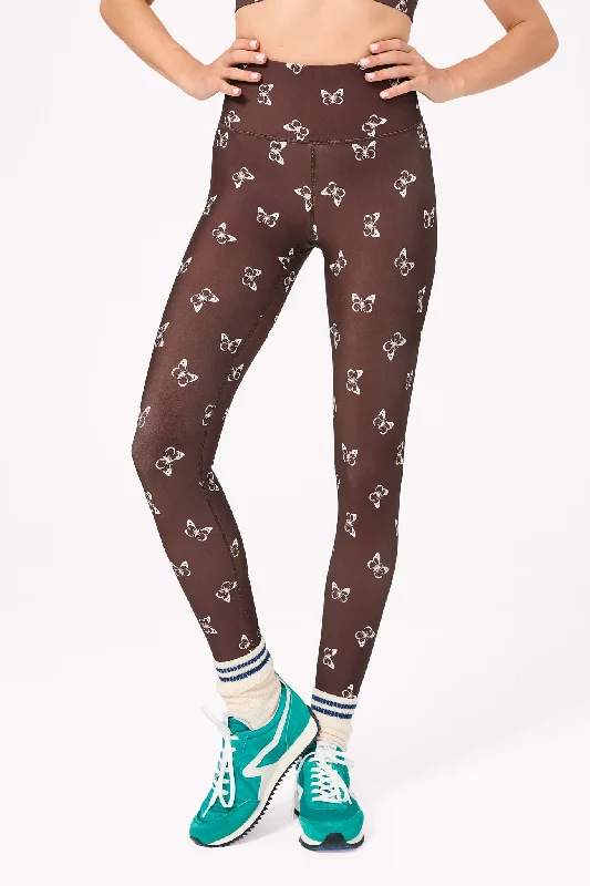 DuoKnit Leggings in Mocha Butterflies Sustainable Organic