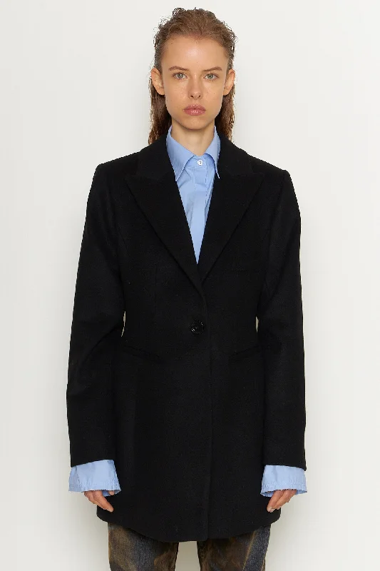 Wool Cashmere Long Blazer Sophisticated Women's Tailored
