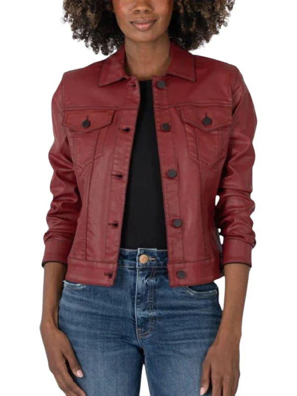 Julia Crop Jacket In Red Youthful Women's Anime - inspired