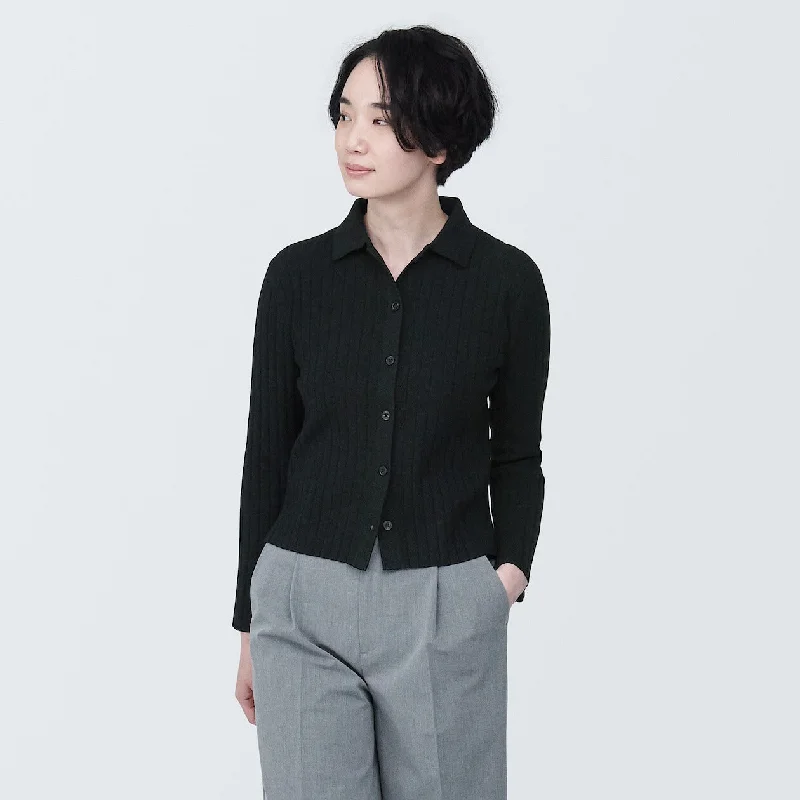 Ribbed Polo Cardigan Modern Women's 