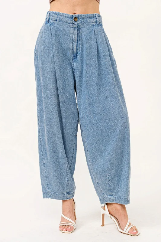 And The Why Elastic Back Pleated Baggy Jeans Dapper Women's 1920S