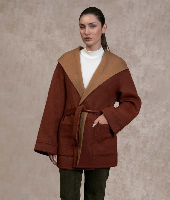 Belted Short Hoodie Refined Women's Hand - crafted