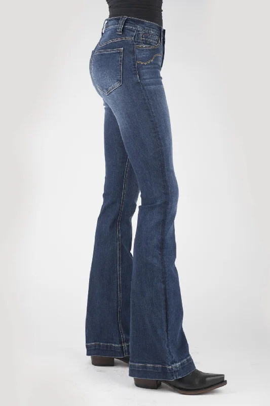 Stetson Womens 921 High Waist Flare Fit Blue Cotton Blend Jeans Dynamic Women's High - energy