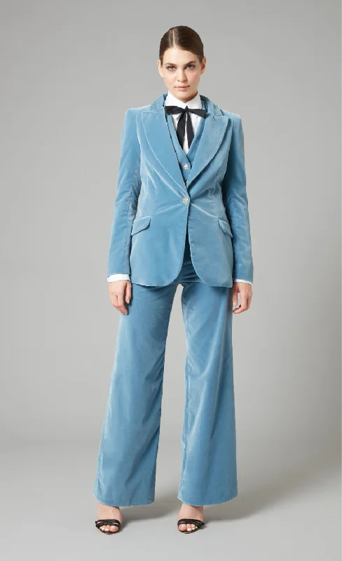 Clove Velvet Jacket - Ice Blue Elegant Women's Formal 