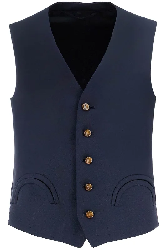 Blaze Milano Women's Women's blue Wool Vest With V-Neck Athletic Women's High - 