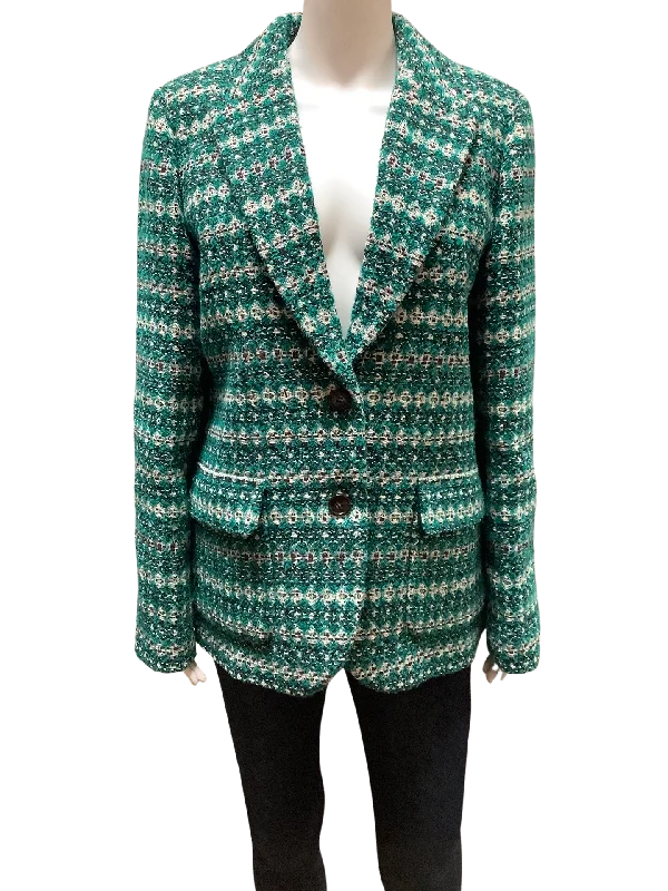 J. Crew Green Tweed Boyfriend Jacket Size: 14 European