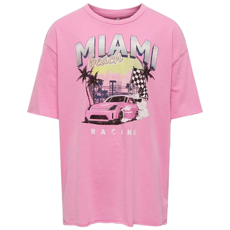 Kids ONLY Fuchsia Pink Lucy Oversize Race T-Shirt Refined Women's Hand - crafted