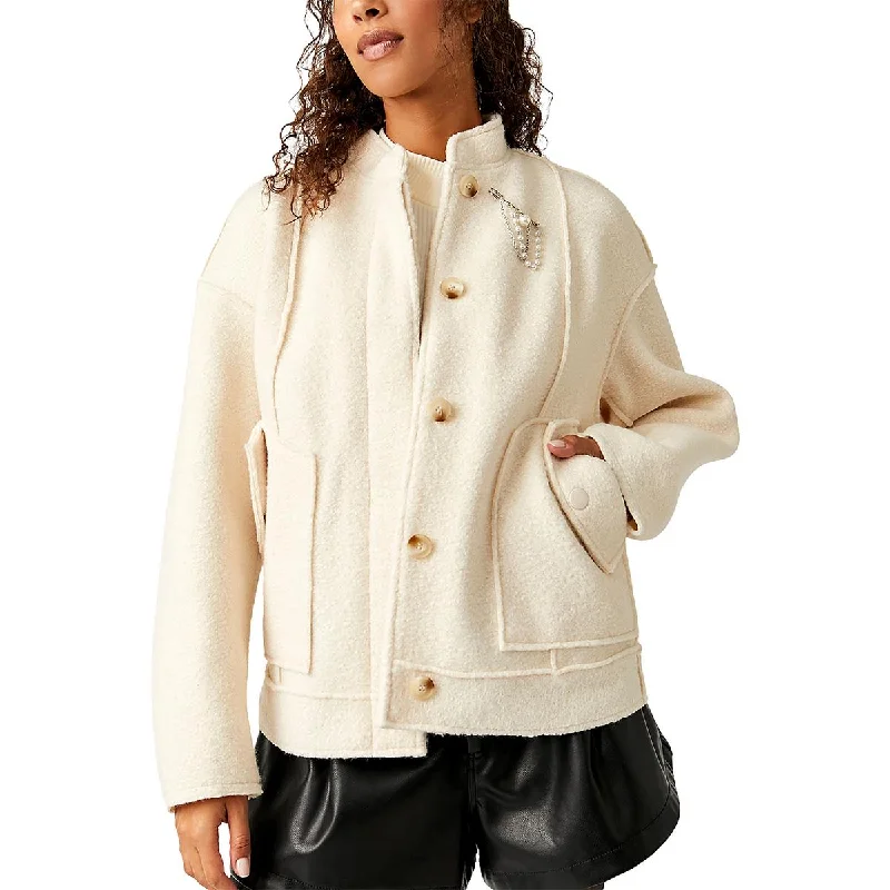 Willow Womens Faux Shearling Heavy Bomber Jacket Gym