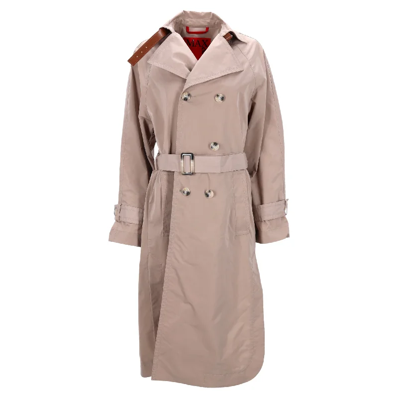 Max & Co Double-Breasted Trench Coat in Beige Polyester Casual Women's Loose - fitting Max & Co Double-Breasted Trench Coat in Beige Polyester Casual Women's Loose - fitting