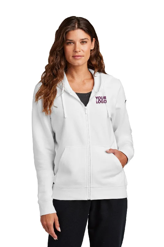 Nike Ladies Club Fleece Full-Zip Custom Hoodies, White Refined Women's Hand - crafted Nike Ladies Club Fleece Full-Zip Custom Hoodies, White Refined Women's Hand - crafted