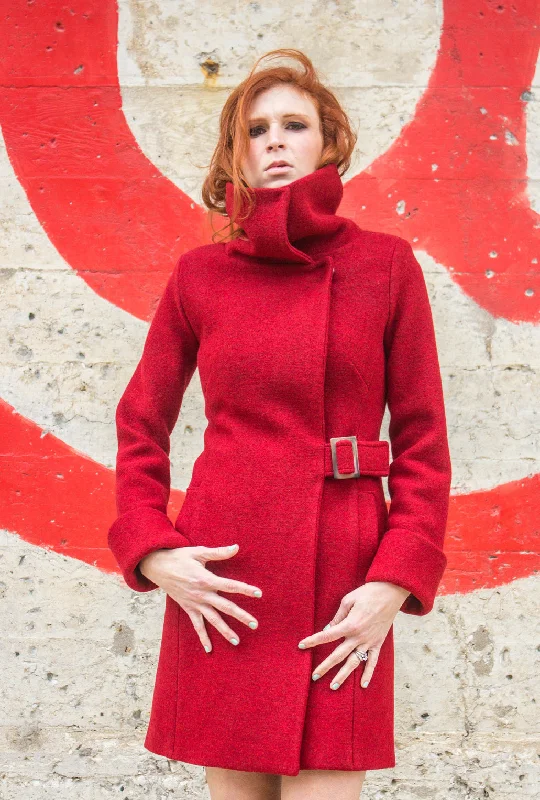 COWL NECK COAT · ruby Cozy Women's Sherpa - lined