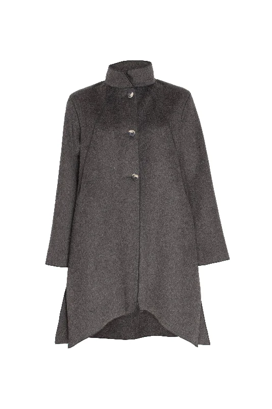Uneven Hem Coat - Charcoal 4607 Sophisticated Women's Tailored