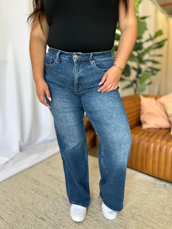 RFM Full Size High Rise Tummy Control Wide Leg Jeans Monochromatic All - in - one