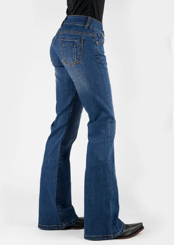 Stetson Womens 816 Classic Bootcut Seam Dark Blue Cotton Blend Jeans Rugged Women's Outdoor 