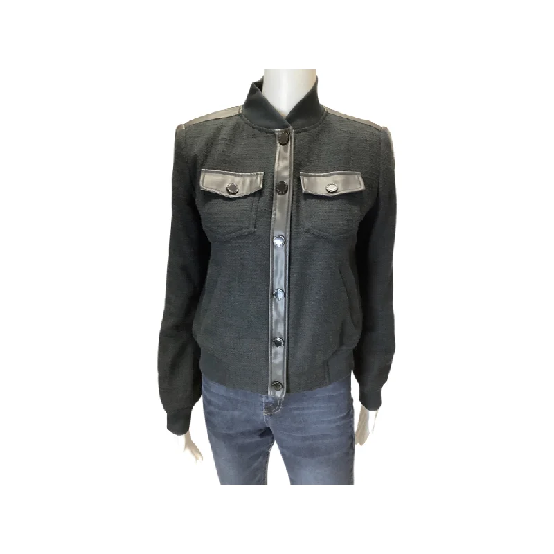 Karl Lagerfeld Black Leather Accent Jacket Size 2 Australian Beach