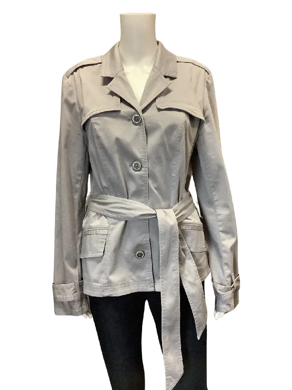 White House Black Market Women's Jacket Grey Belted Size: 12 Sleek Women's 