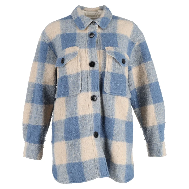 Isabel Marant Étoile Harveli Checkered Jacket in Blue Polyester Bold Women's Statement
