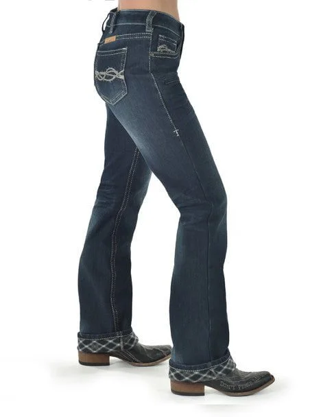 Cowgirl Tuff Womens DFMI Dark Flannel Dark Wash Cotton Blend Jeans Elegant Women's Formal 
