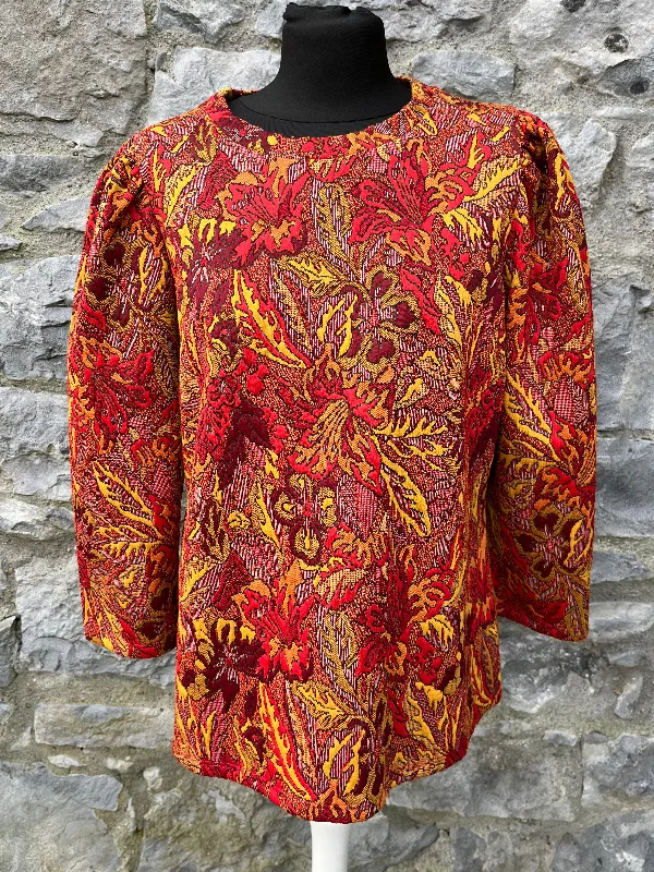 Orange flowers top uk 14 Hip Women's Retro