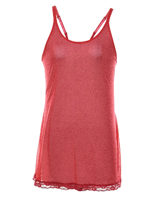 Red Sheer Leopard Print Babydoll - S Street